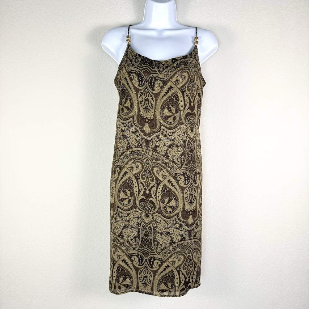 Vintage Y2K Old Navy Paisley Mini Dress Womens 14 Resortwear Dark Feminine Retro
